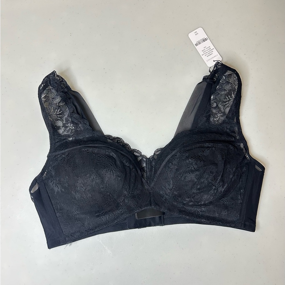Understance Gorgeous Molded Cup Diamond Neckline Lace Bra Black Size 36C NWT‎